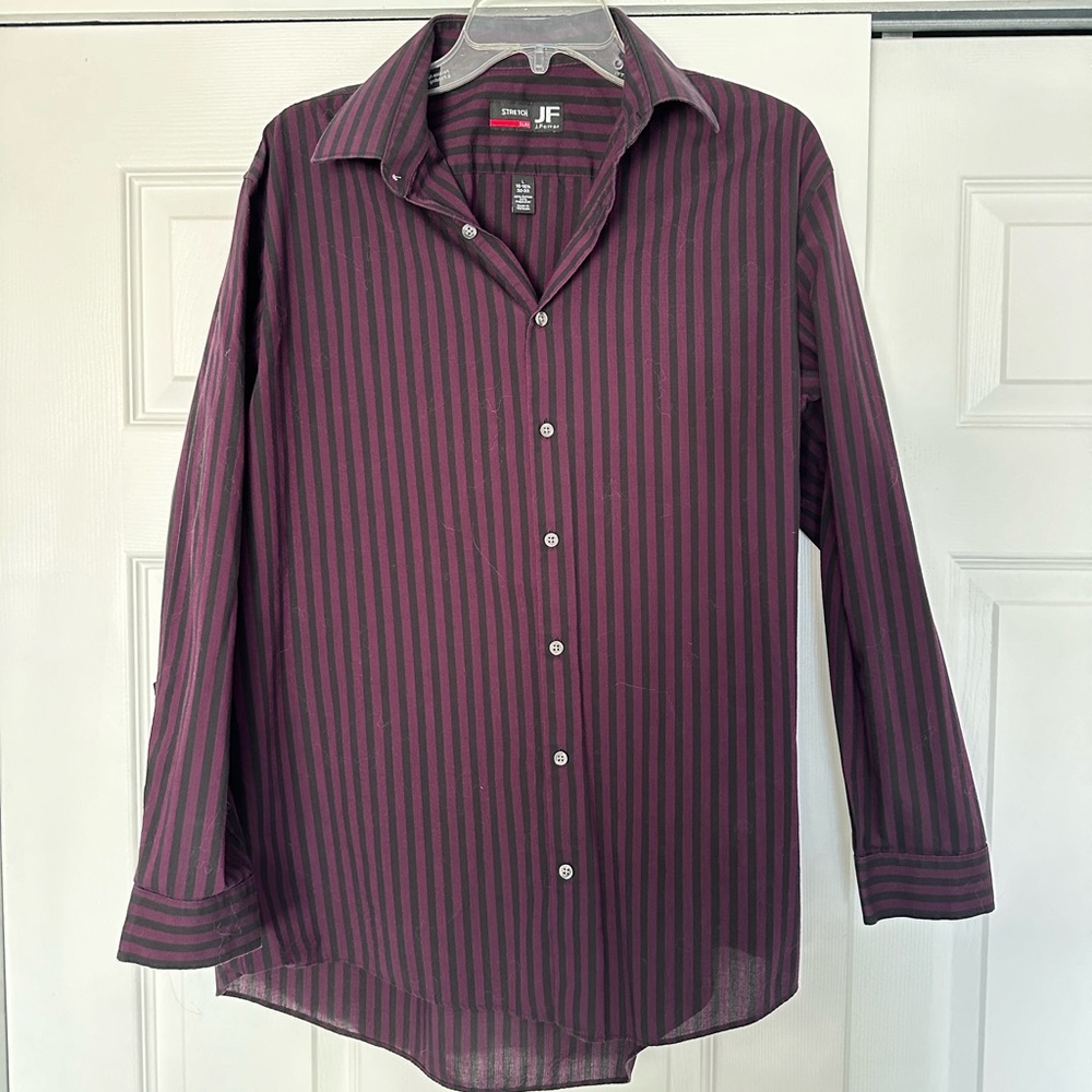 JF Ferrar Men’s Large Striped Dress Shirt 32/33 Size 16/16.5